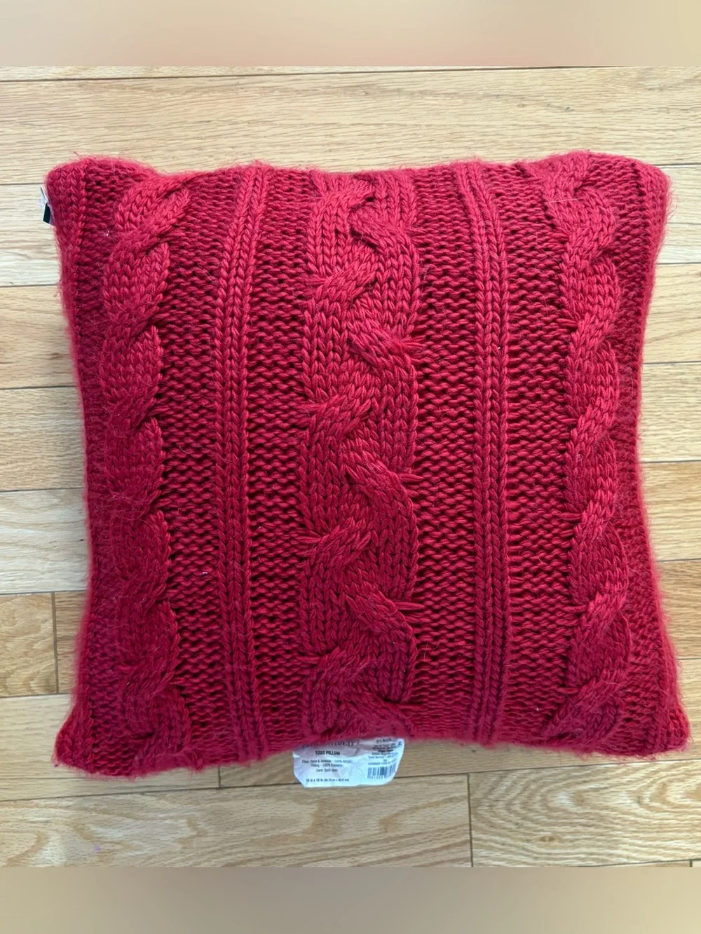 Red Cable Knit Sweater Button Down Throw Toss Pillow Threshold 18”x18” Holiday